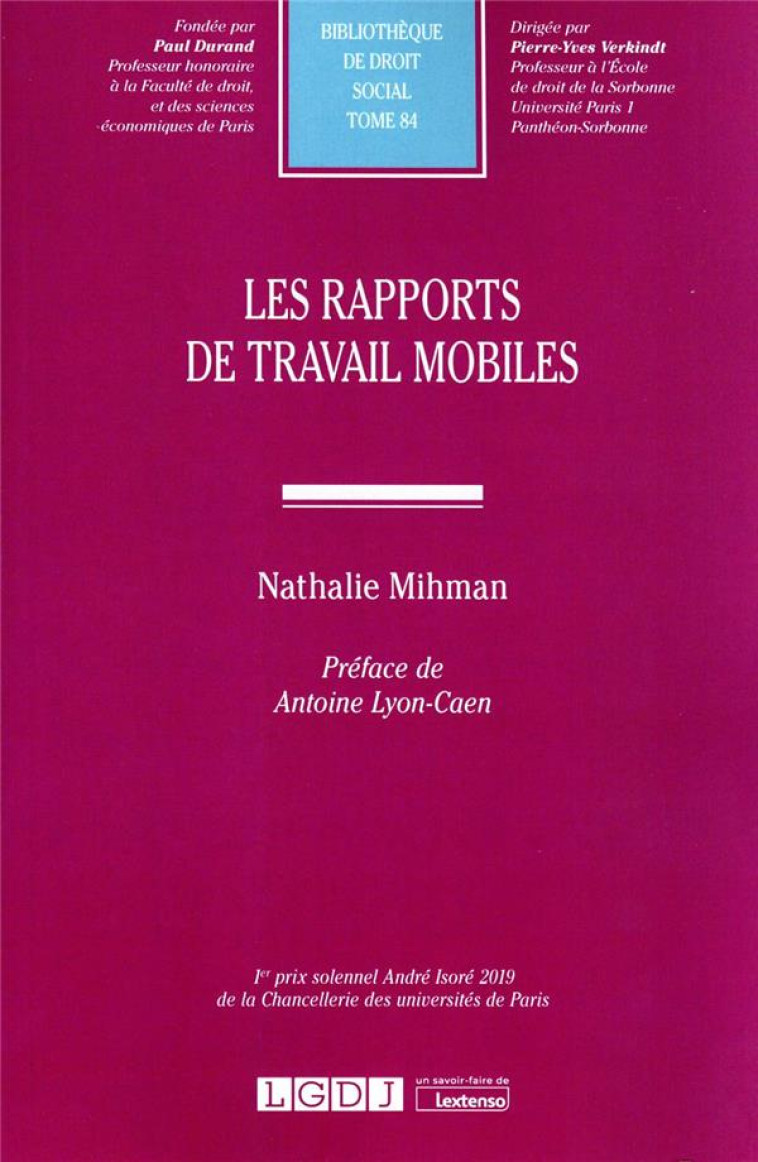 LES RAPPORTS DE TRAVAIL MOBILES - MIHMAN NATHALIE - LGDJ